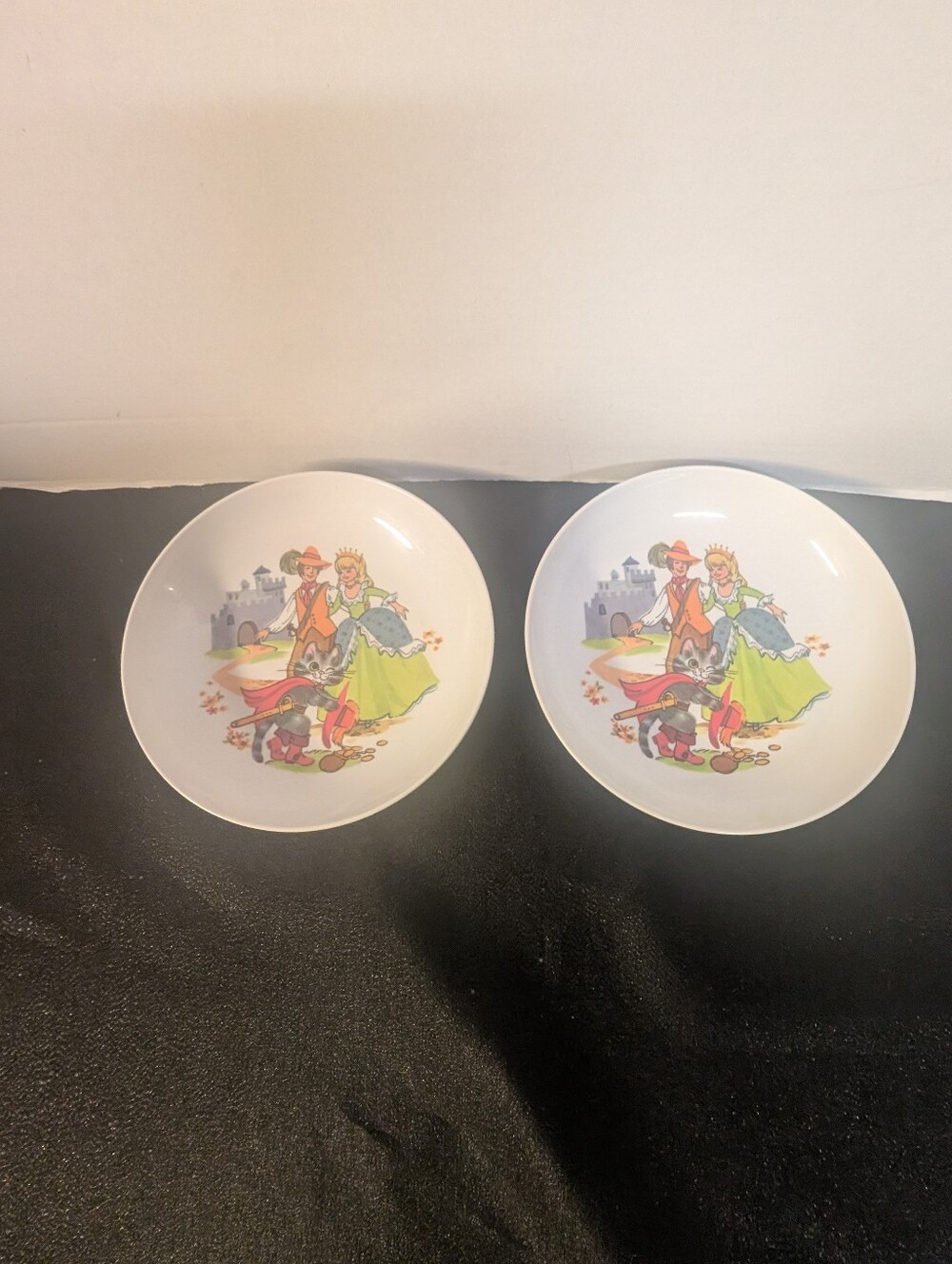 Vintage 1969 Oneida Deluxe Co. Puss in Boots Kid's Bowl Dish Dinnerware 0152 Set